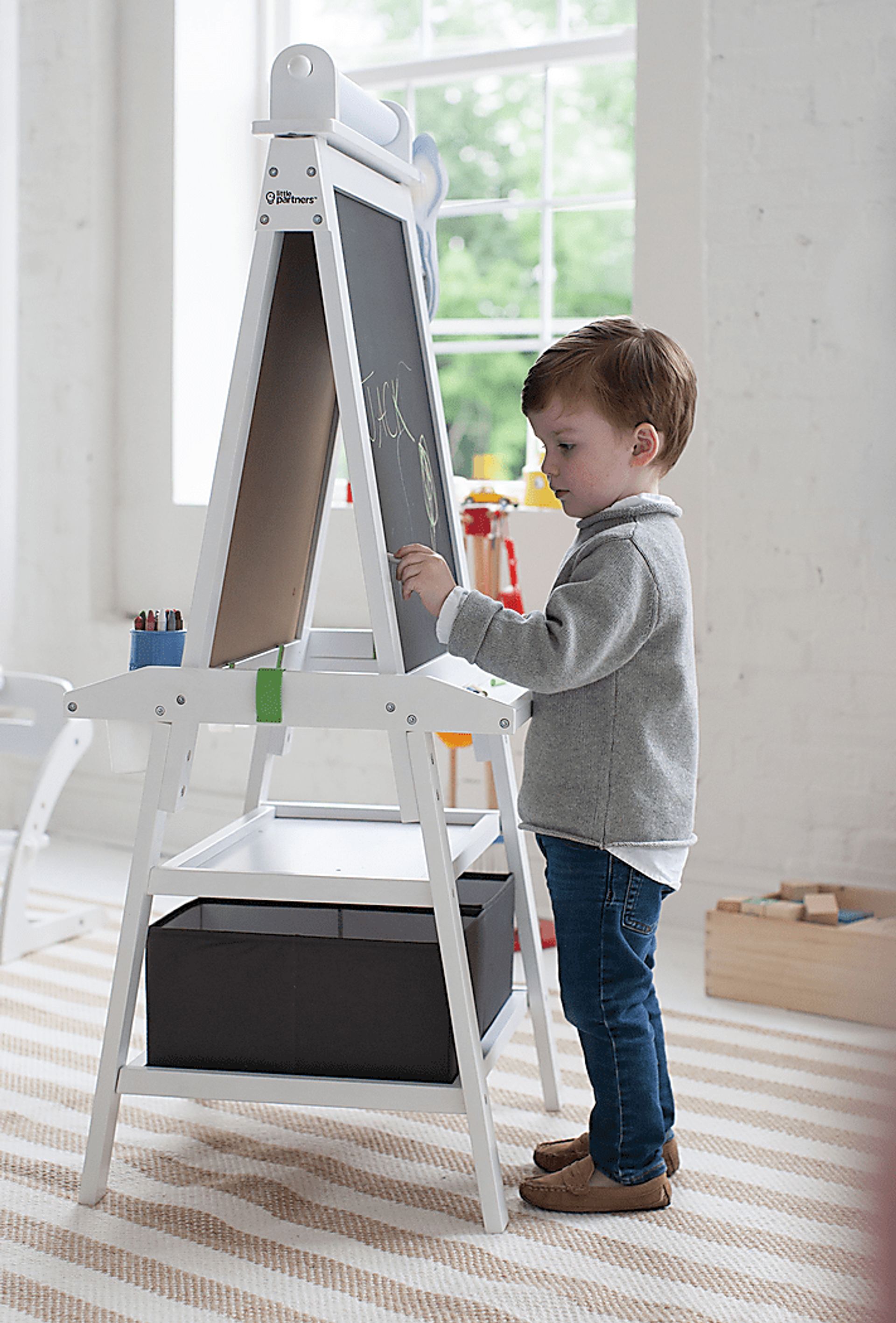 Little Partners Turquoise Deluxe Learn and Play Art Center Easel - Image 6