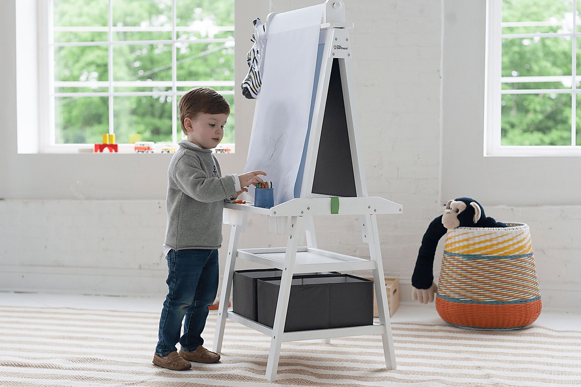 Little Partners White Deluxe Learn and Play Art Center Easel - Image 5