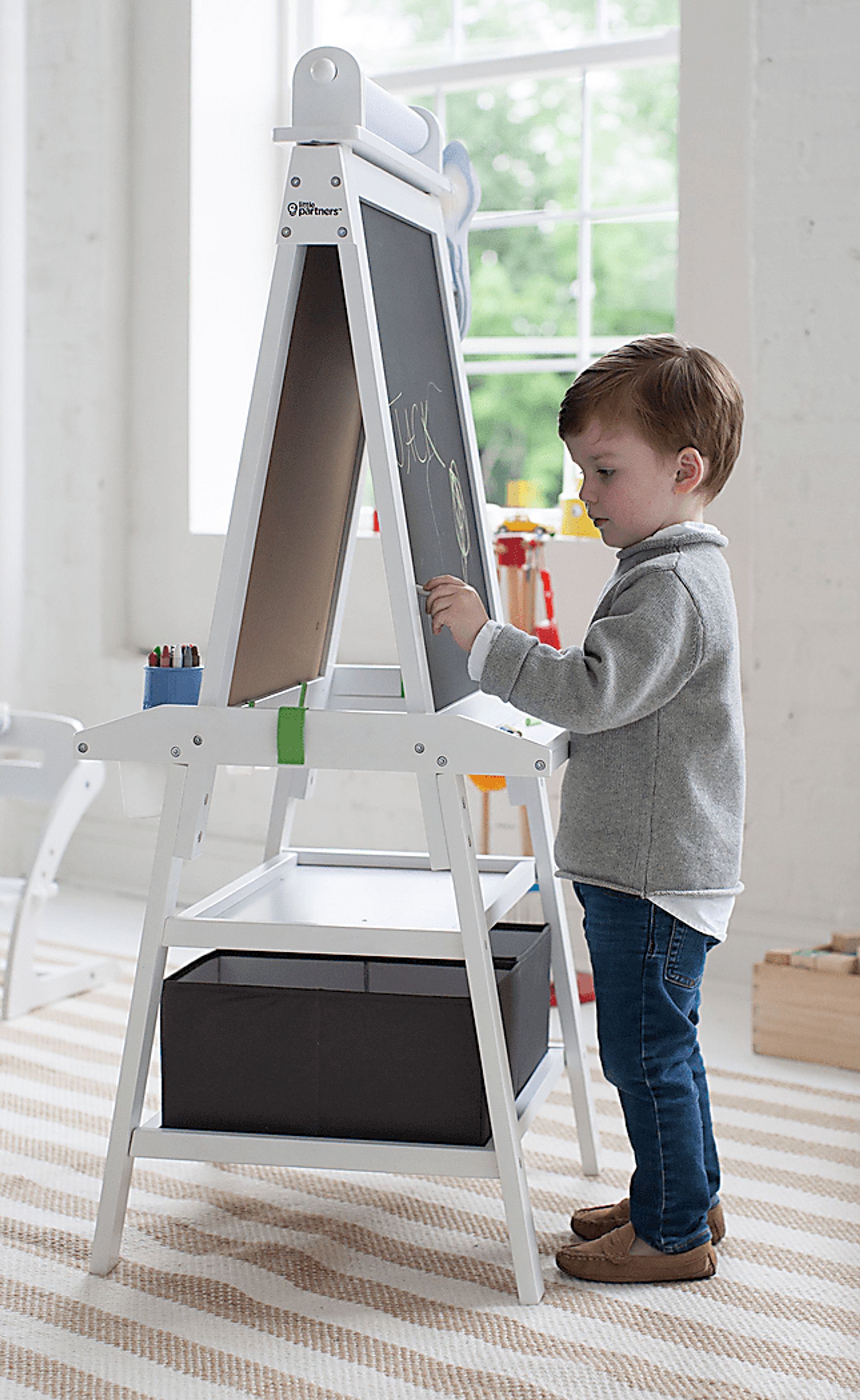 Little Partners White Deluxe Learn and Play Art Center Easel - Image 6