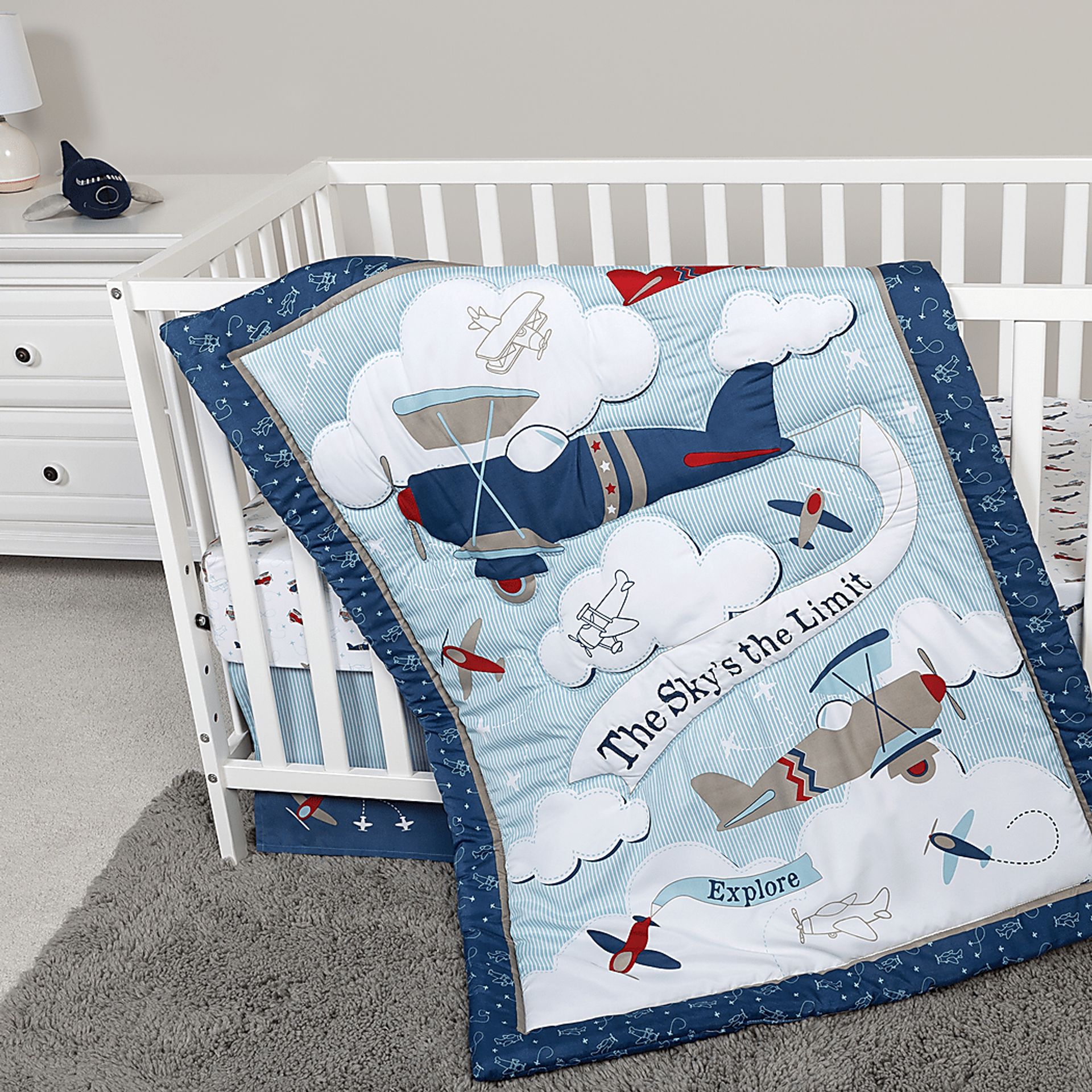 Little Pilot Blue 4 Pc Baby Bedding Set - Image 11