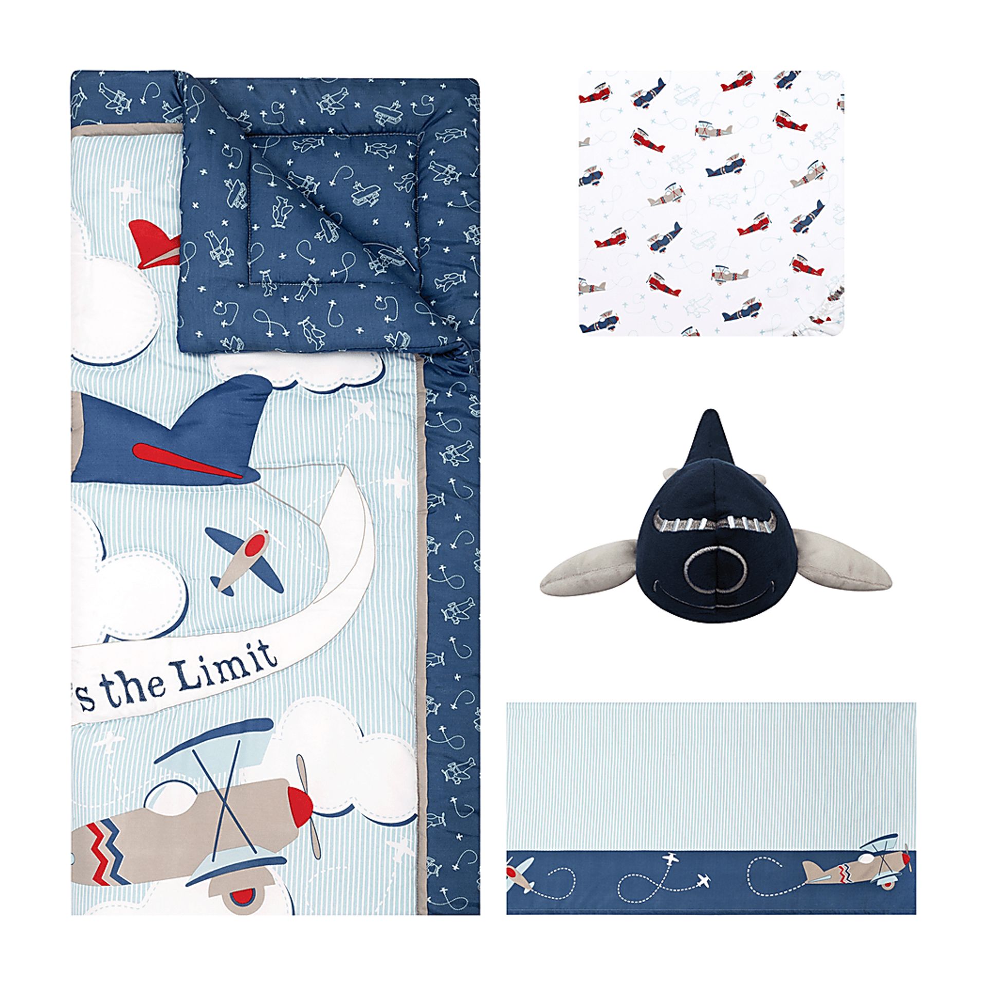 Little Pilot Blue 4 Pc Baby Bedding Set - Image 2