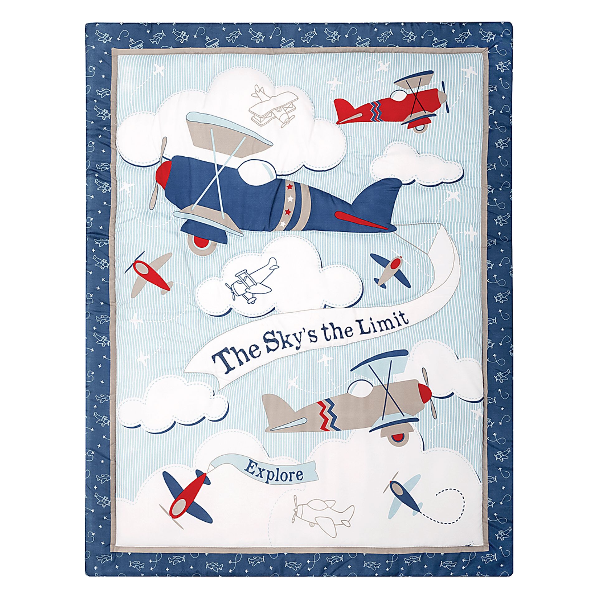 Little Pilot Blue 4 Pc Baby Bedding Set - Image 5
