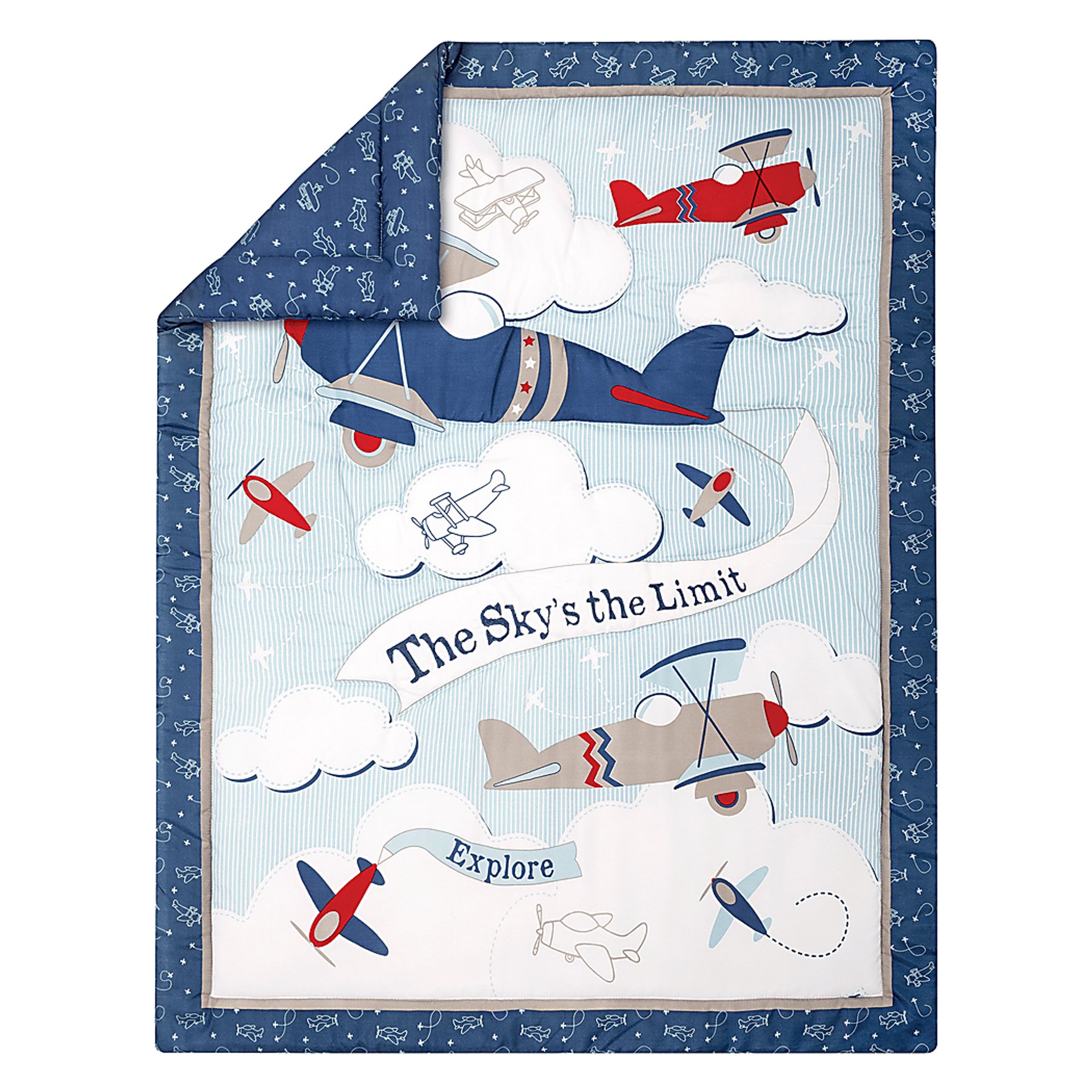 Little Pilot Blue 4 Pc Baby Bedding Set - Image 7