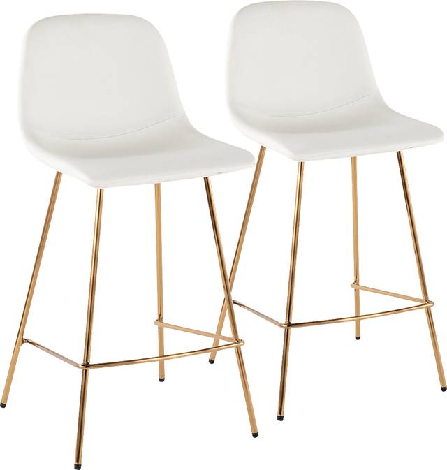 Livania I White Counter Height Stool, Set of 2 - Thumbnail - Image 1
