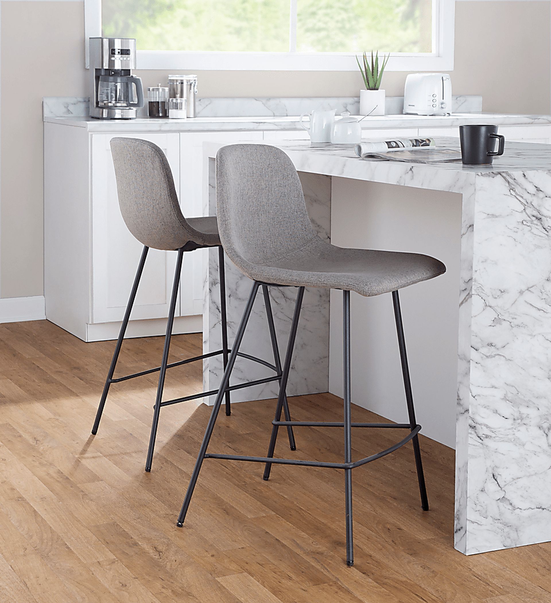 Livania II Gray Counter Height Stool, Set of 2 - Image 2