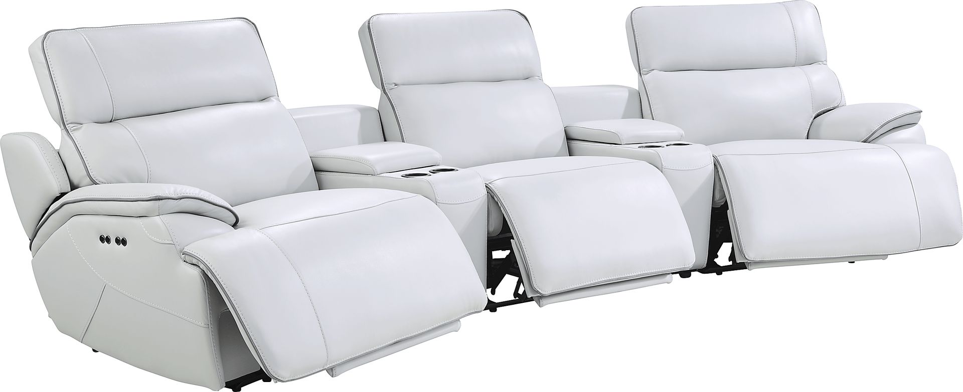 Livata Gray Leather 8 Pc Dual Power Reclining Home Theater Sectional Living Room - Image 3