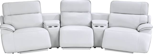 Livata Gray Leather 8 Pc Dual Power Reclining Home Theater Sectional Living Room - Thumbnail - Image 4
