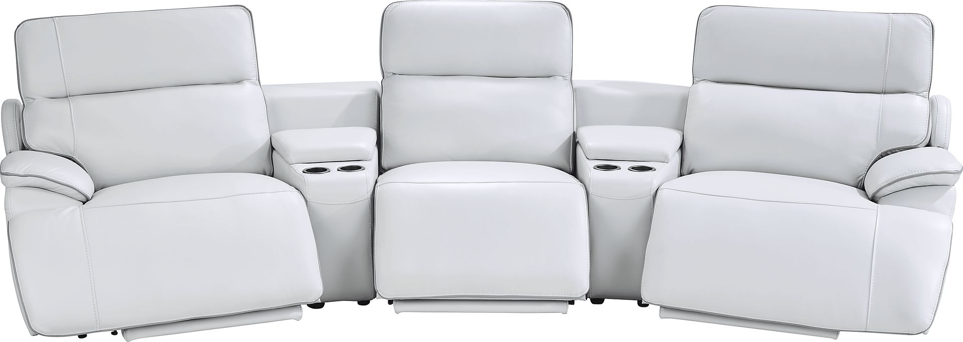 Livata Gray Leather 8 Pc Dual Power Reclining Home Theater Sectional Living Room - Image 4