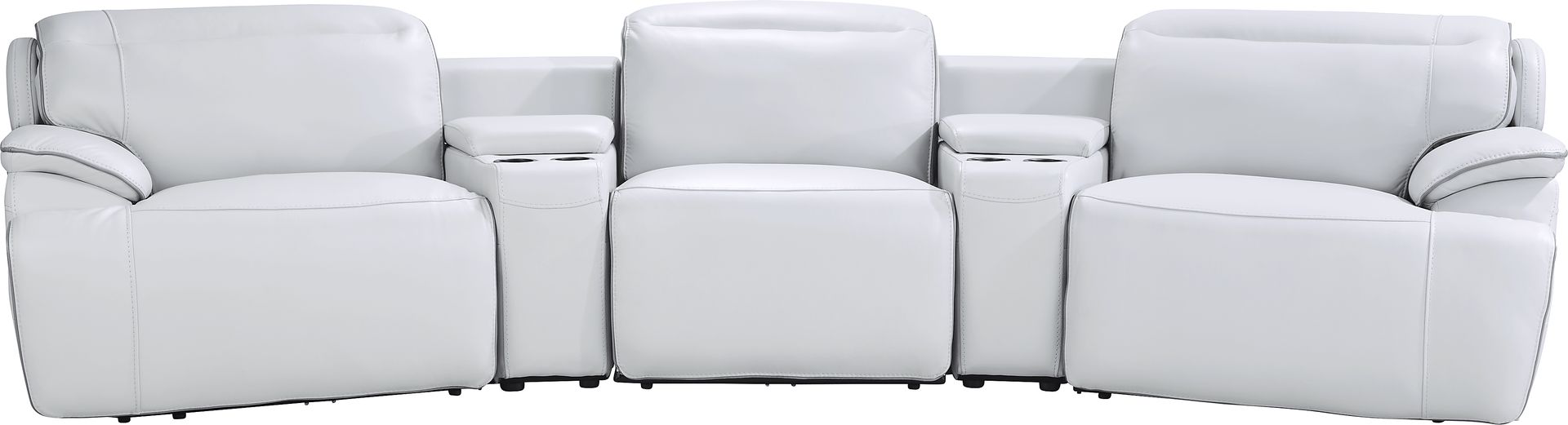 Livata Gray Leather 8 Pc Dual Power Reclining Home Theater Sectional Living Room - Image 5