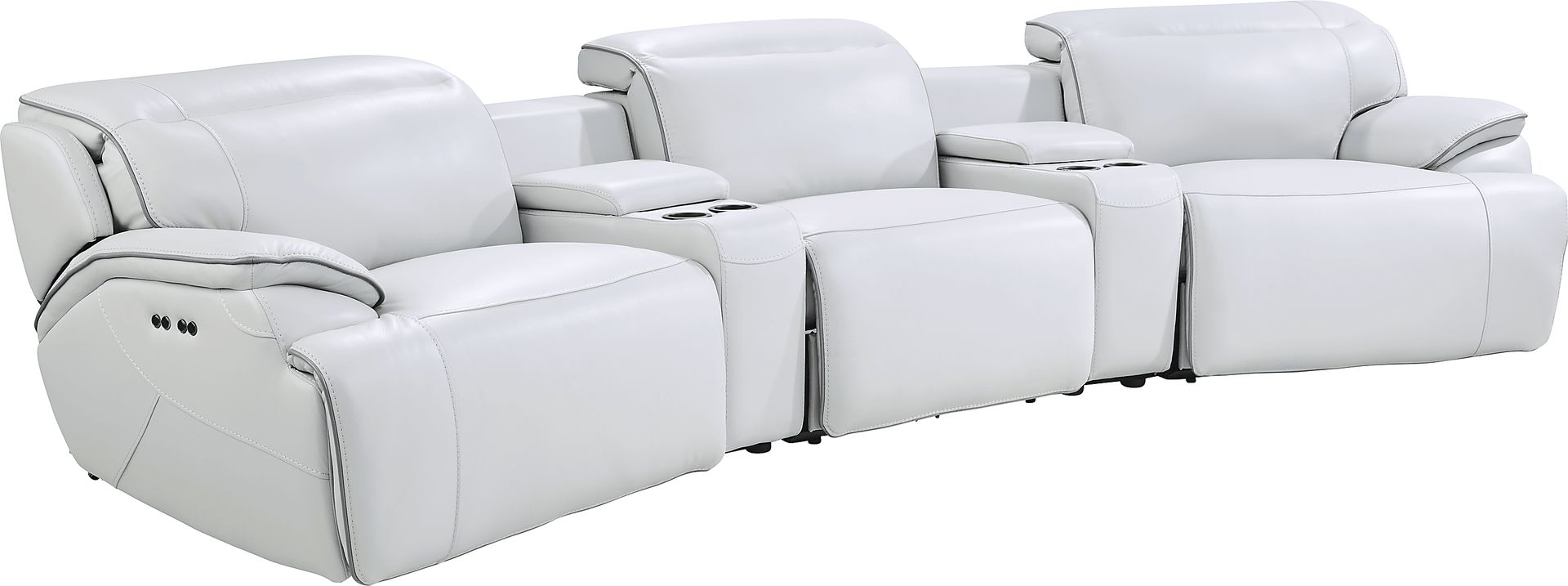Livata Gray Leather 8 Pc Dual Power Reclining Home Theater Sectional Living Room - Image 2