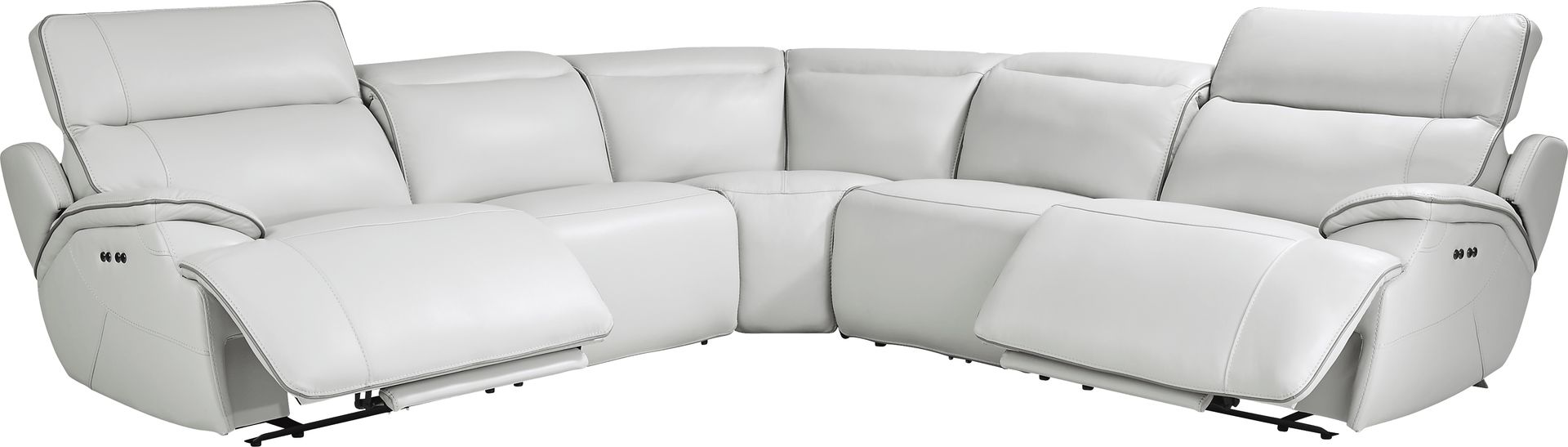 Livata Gray Leather 8 Pc Dual Power Reclining Sectional Living Room - Image 5