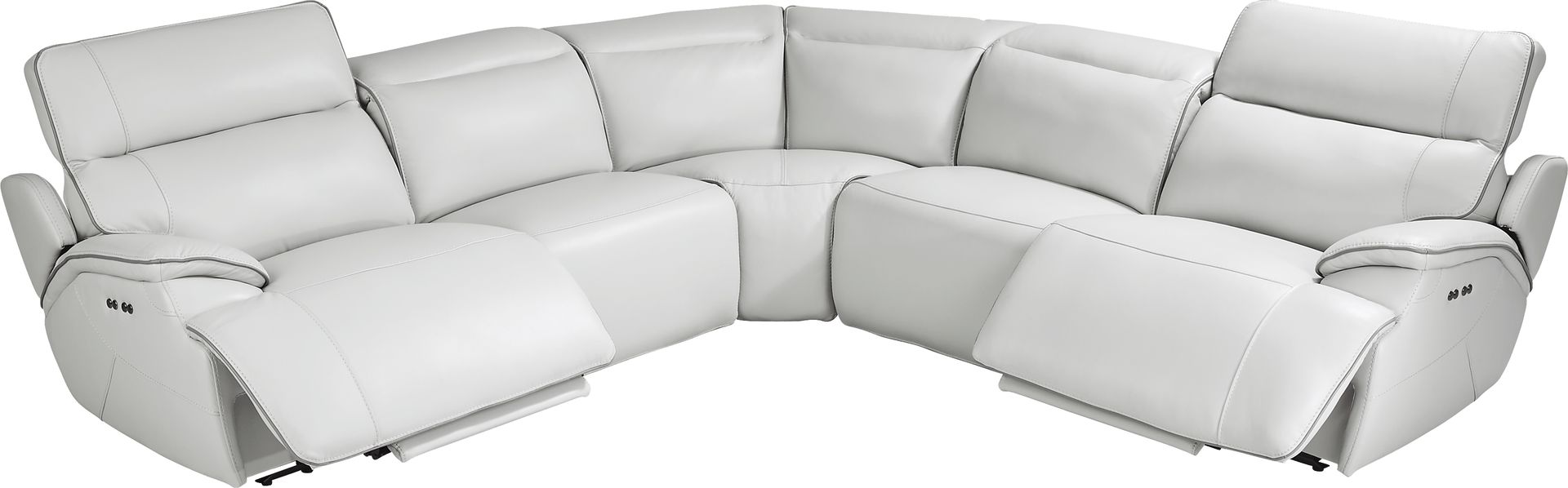 Livata Gray Leather 8 Pc Dual Power Reclining Sectional Living Room - Image 6