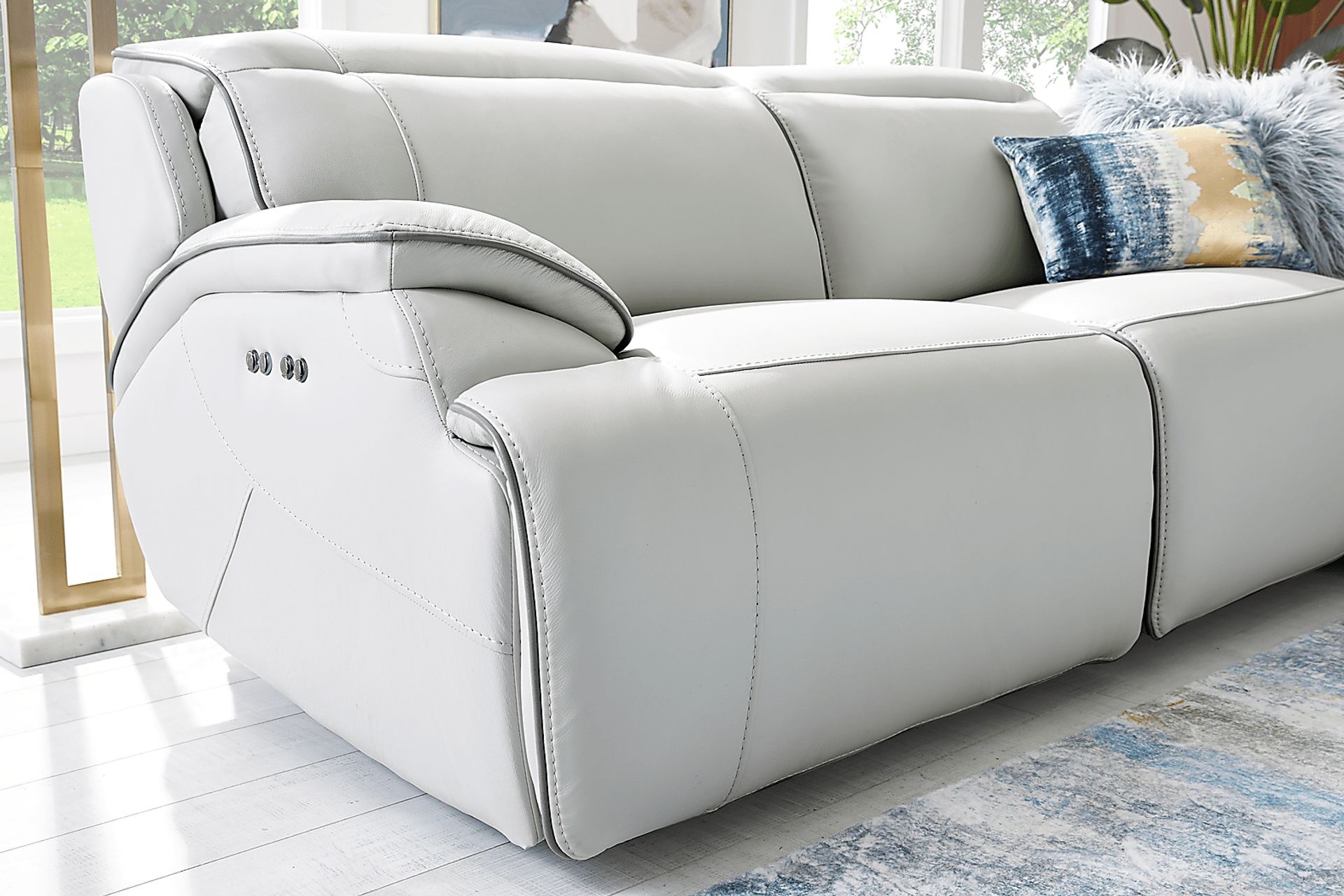 Livata Gray Leather 8 Pc Dual Power Reclining Sectional Living Room - Image 11