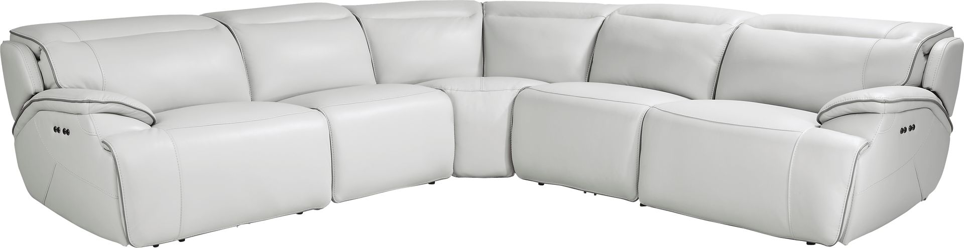Livata Gray Leather 8 Pc Dual Power Reclining Sectional Living Room - Image 3