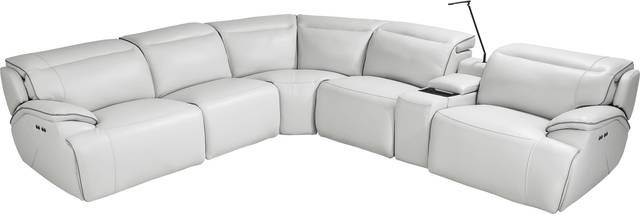 Livata Gray Leather 6 Pc Dual Power Reclining Sectional - Thumbnail - Image 3