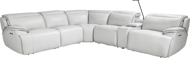 Livata Gray Leather 6 Pc Dual Power Reclining Sectional - Thumbnail - Image 1
