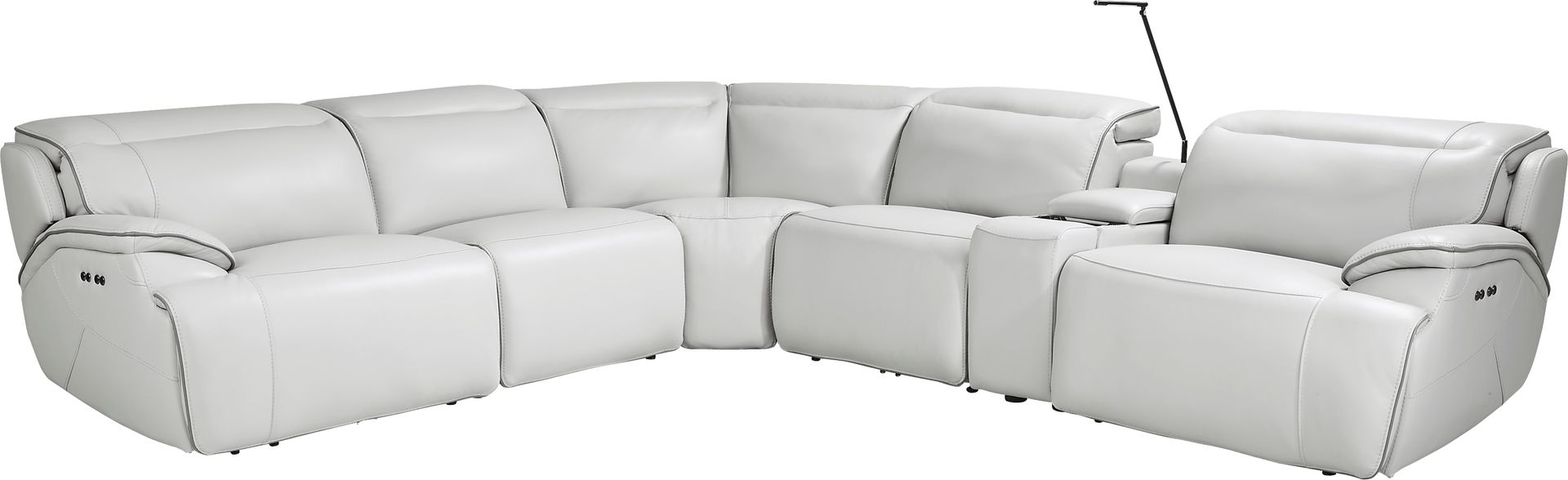 Livata Gray Leather 6 Pc Dual Power Reclining Sectional - Image 1