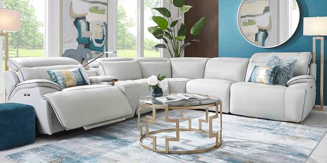 Livata Gray Leather 9 Pc Dual Power Reclining Sectional Living Room - Thumbnail - Image 2