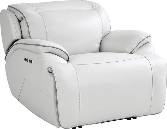 Livata Gray Leather Dual Power Recliner - Thumbnail - Image 1