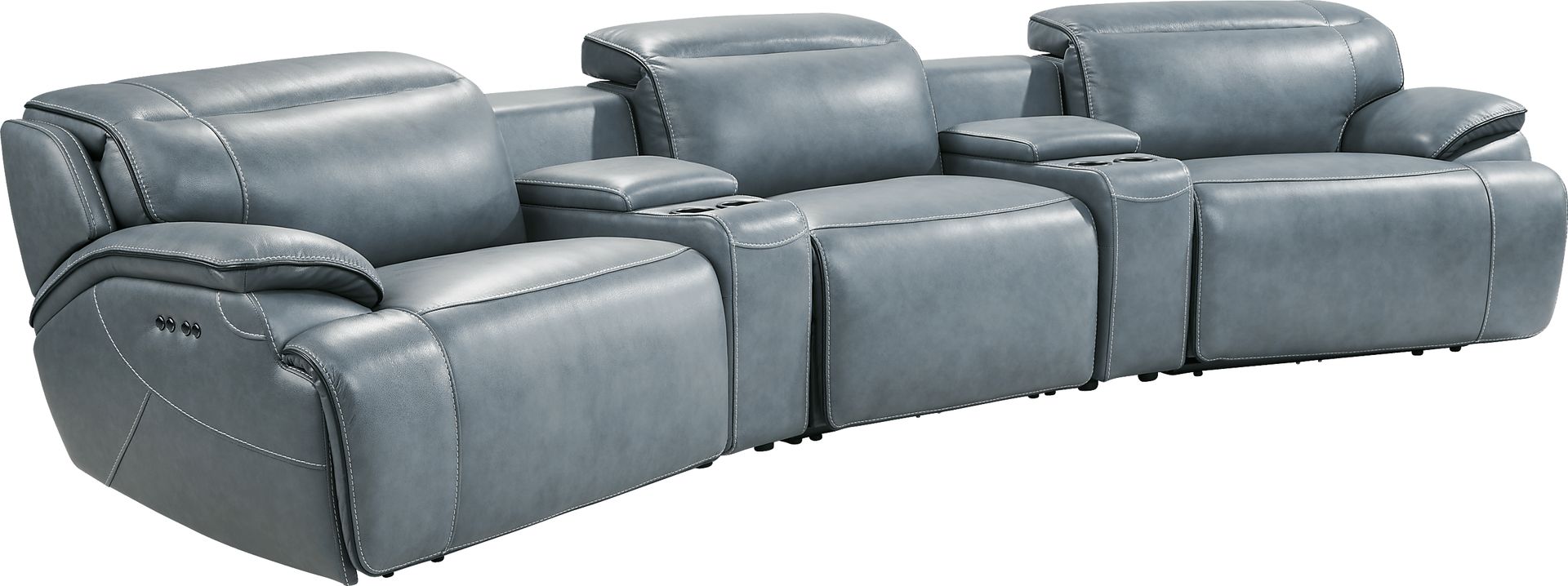 Livata Lagoon Leather 5 Pc Dual Power Reclining Home Theater Sectional - Image 2