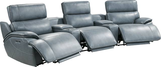 Livata Lagoon Leather 5 Pc Dual Power Reclining Home Theater Sectional - Thumbnail - Image 3