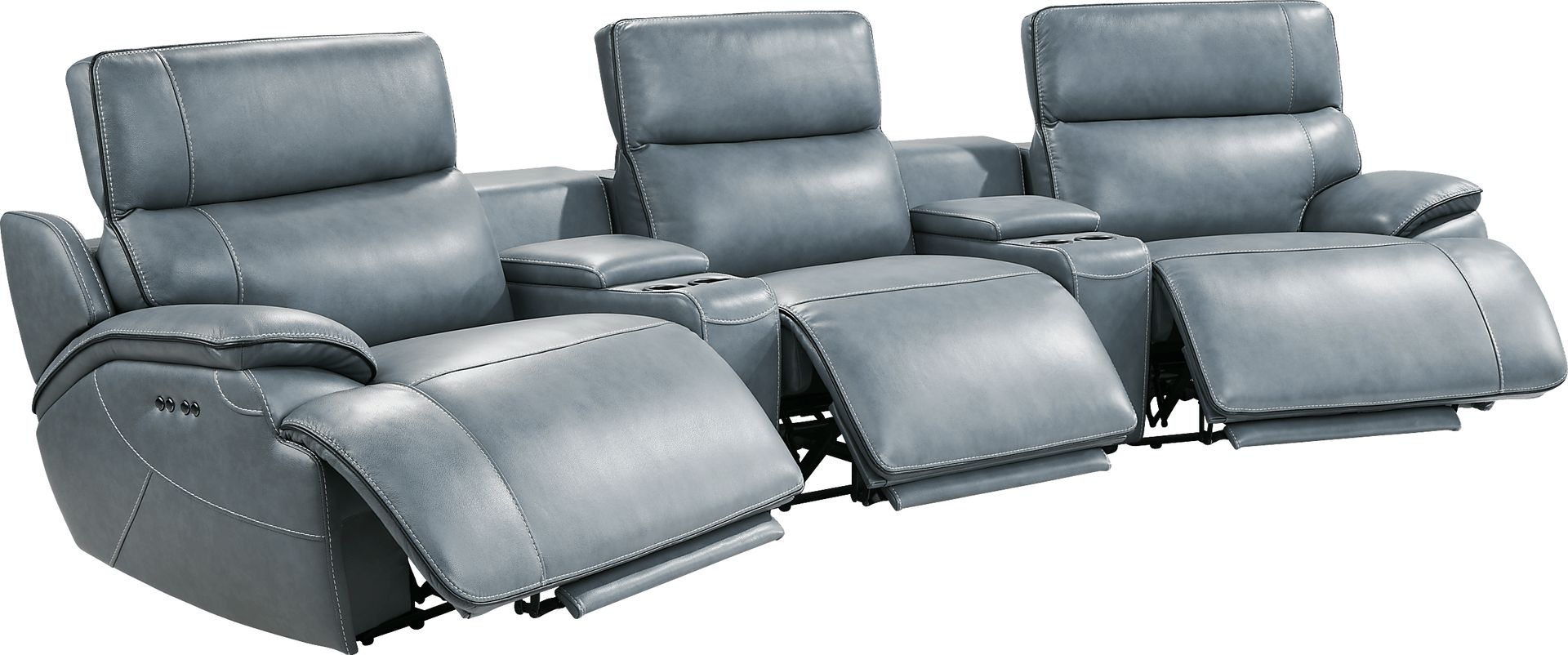 Livata Lagoon Leather 5 Pc Dual Power Reclining Home Theater Sectional - Image 3