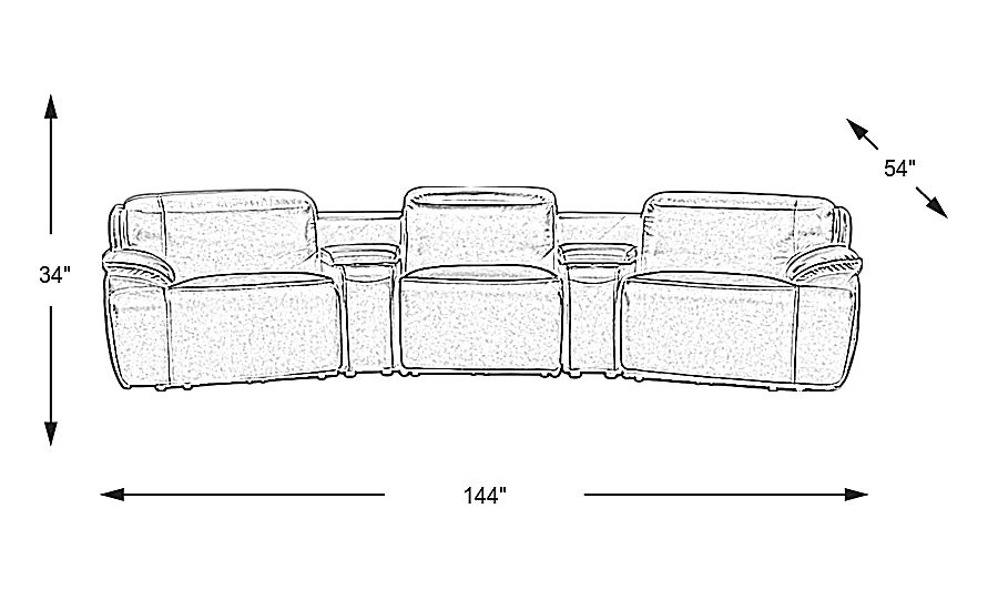Livata Lagoon Leather 5 Pc Dual Power Reclining Home Theater Sectional