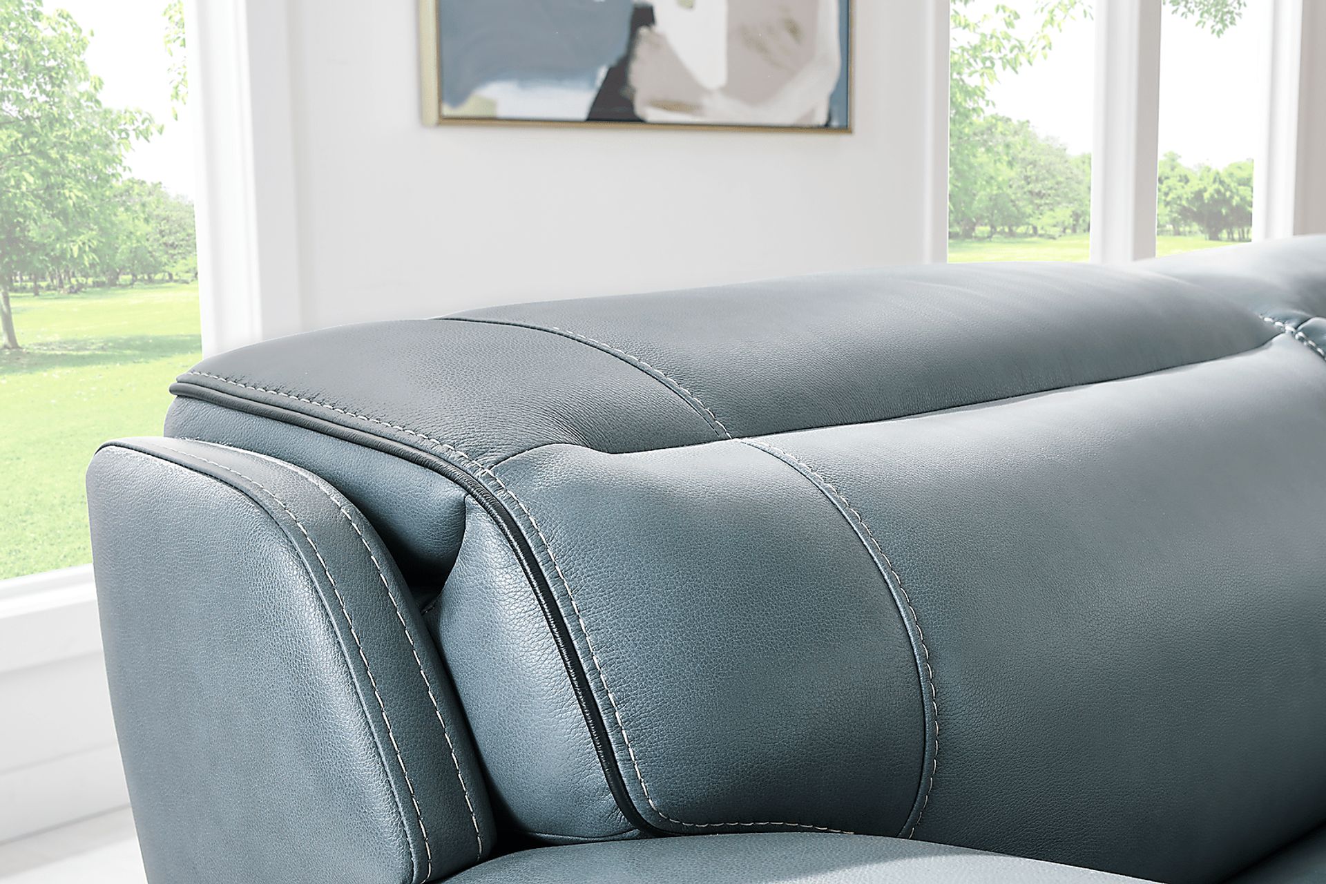 Livata Lagoon Leather 5 Pc Dual Power Reclining Sectional - Image 3