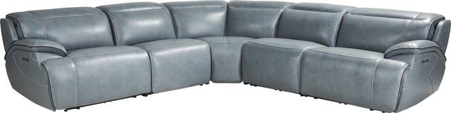 Livata Lagoon Leather 5 Pc Dual Power Reclining Sectional - Thumbnail - Image 1