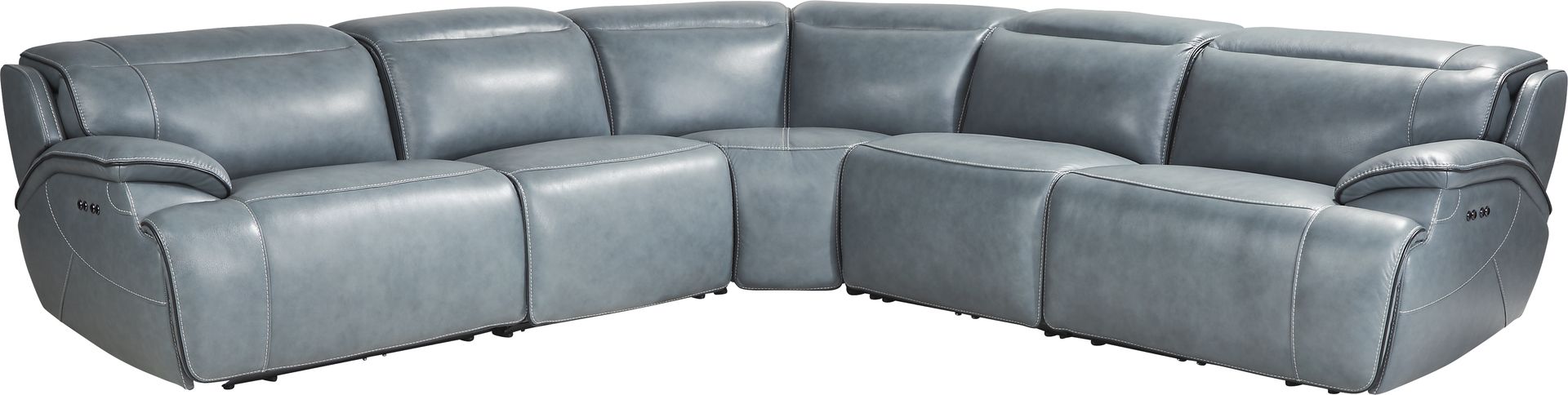 Livata Lagoon Leather 5 Pc Dual Power Reclining Sectional - Image 1
