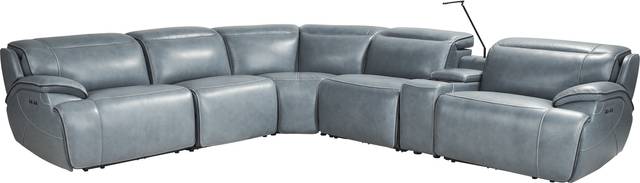 Livata Lagoon Leather 6 Pc Dual Power Reclining Sectional - Thumbnail - Image 1