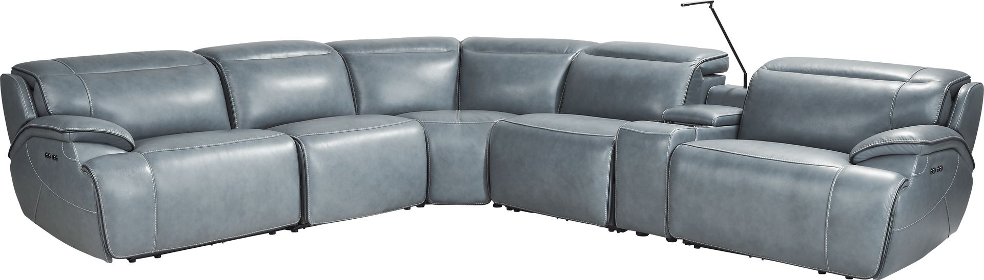 Livata Lagoon Leather 6 Pc Dual Power Reclining Sectional - Image 1