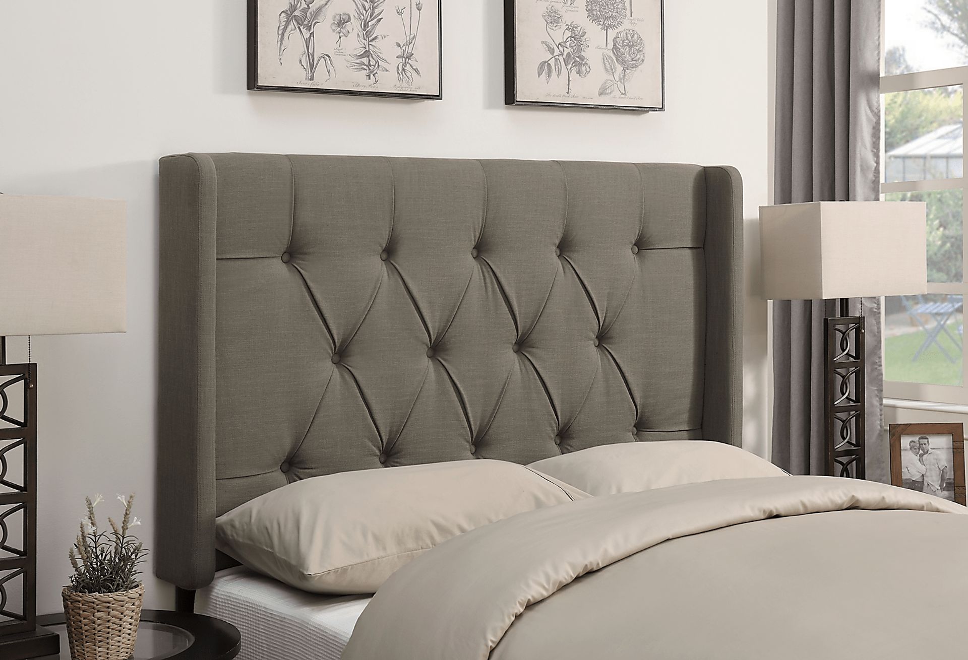 Livia Taupe King Upholstered Headboard - Image 1