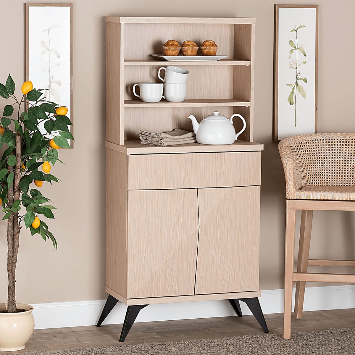 Livius Brown Dark Wood Light China Cabinet | Rooms to Go