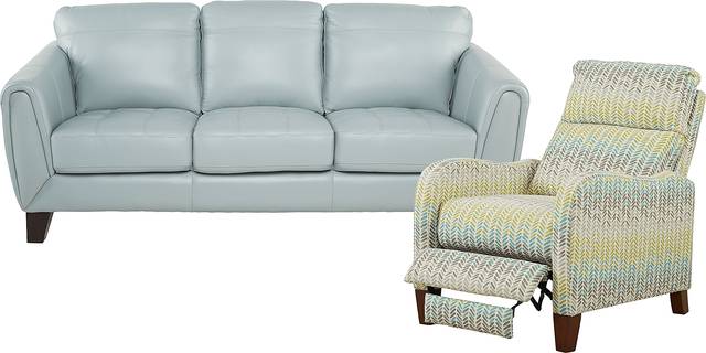 Livorno Aqua Leather 2 Pc Living Room - Thumbnail - Image 1
