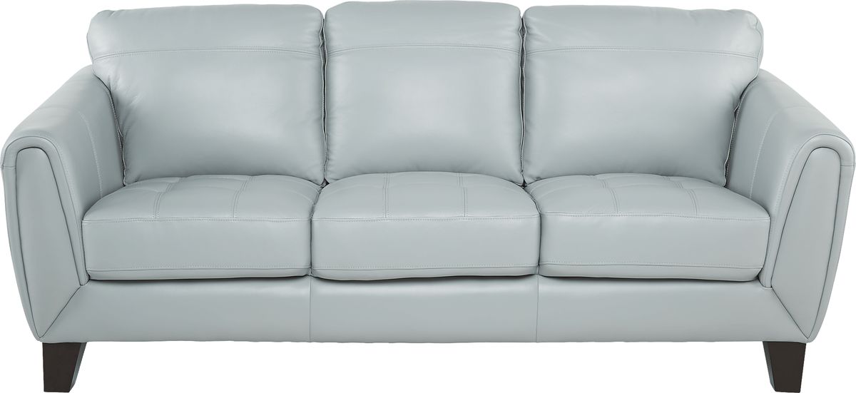 Livorno Aqua Blue Leather Sofa Rooms to Go