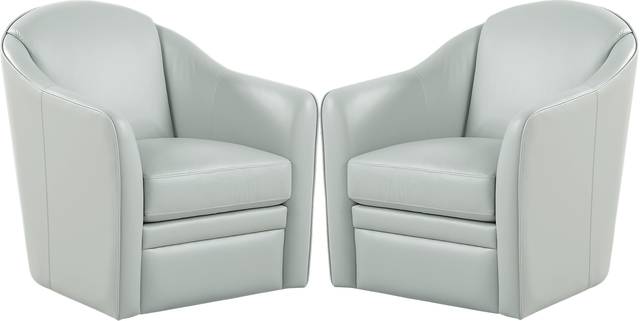 Livorno Aqua Leather Swivel Chairs (Set of 2) - Thumbnail - Image 1