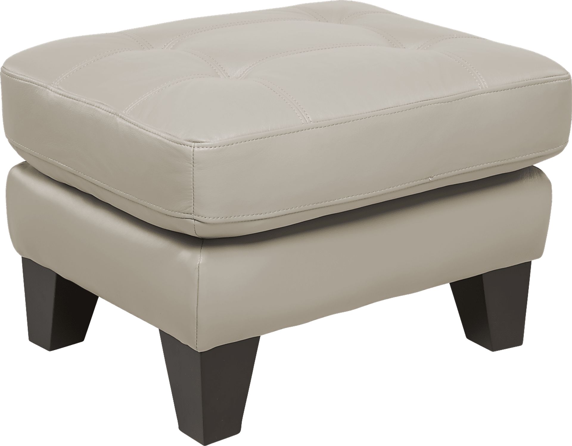 Livorno Beige Leather Ottoman - Image 1