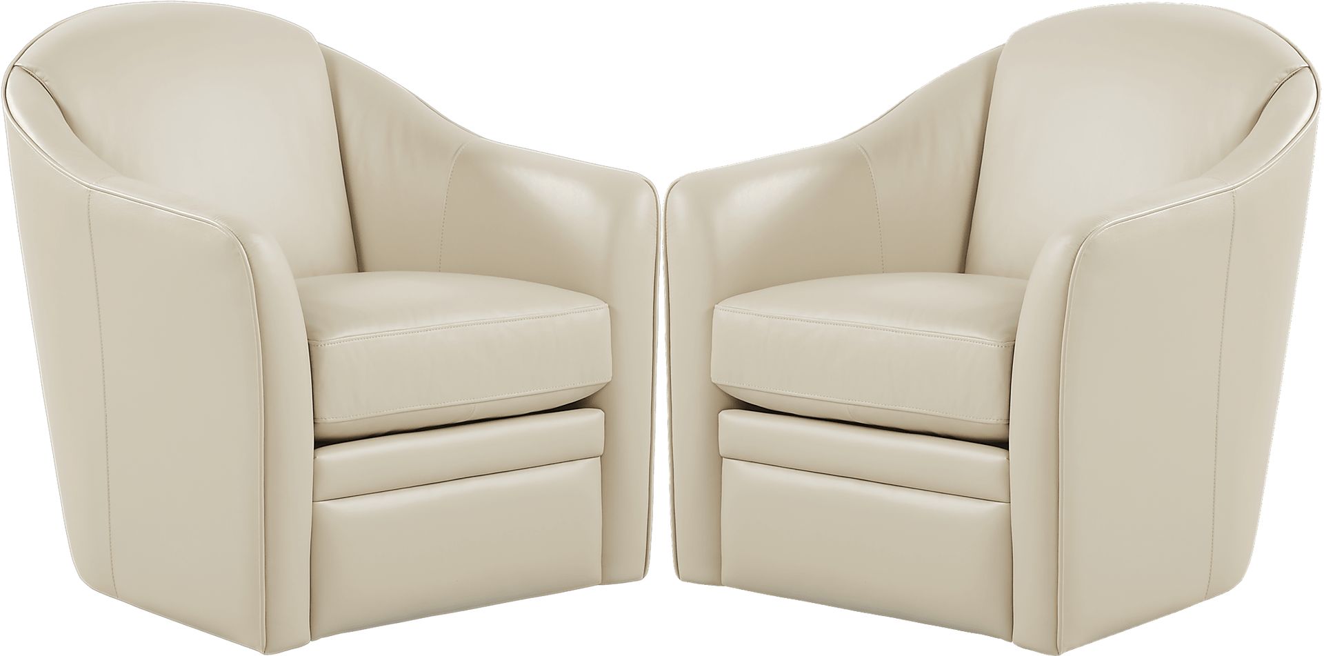 Livorno Beige Leather Swivel Chairs (Set of 2) - Image 1