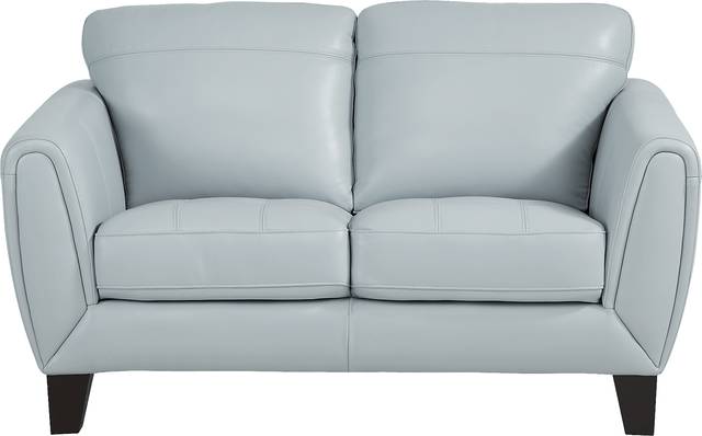 Livorno Lane Aqua Leather Loveseat - Thumbnail - Image 1