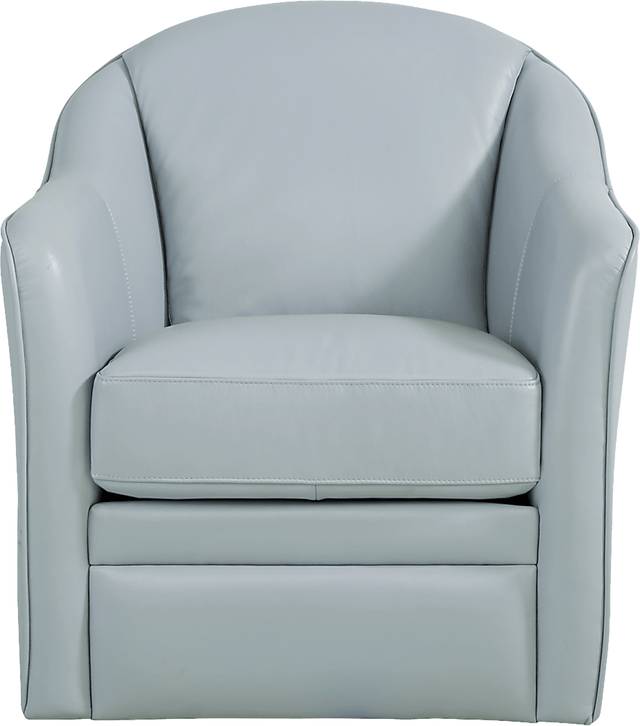 Livorno Lane Aqua Leather Swivel Chair - Thumbnail - Image 2