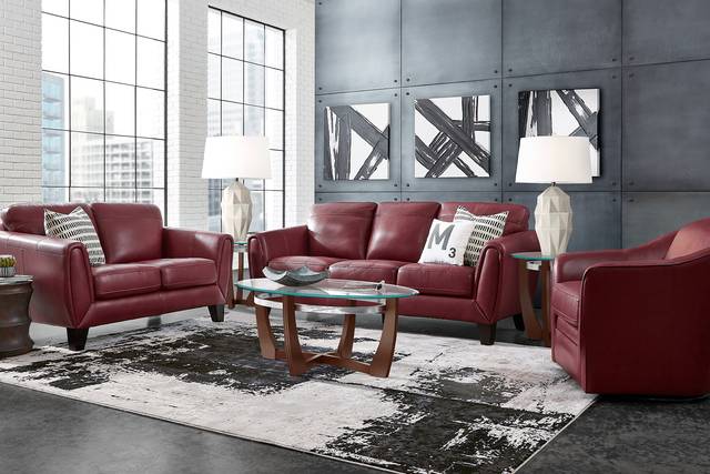 Livorno Lane Red Leather Swivel Chair - Thumbnail - Image 2