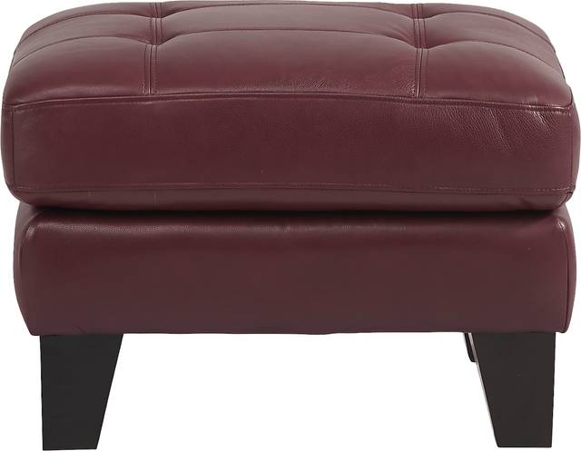 Livorno Lane Red Leather Ottoman - Thumbnail - Image 2