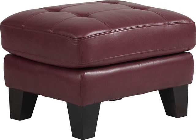 Livorno Lane Red Leather Ottoman - Thumbnail - Image 1