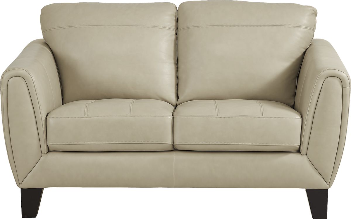 Livorno Lane 5 Pc Stone Beige Leather Living Room Set With Sofa ...
