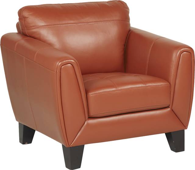 Livorno Papaya Leather 3 Pc Living Room - Thumbnail - Image 4