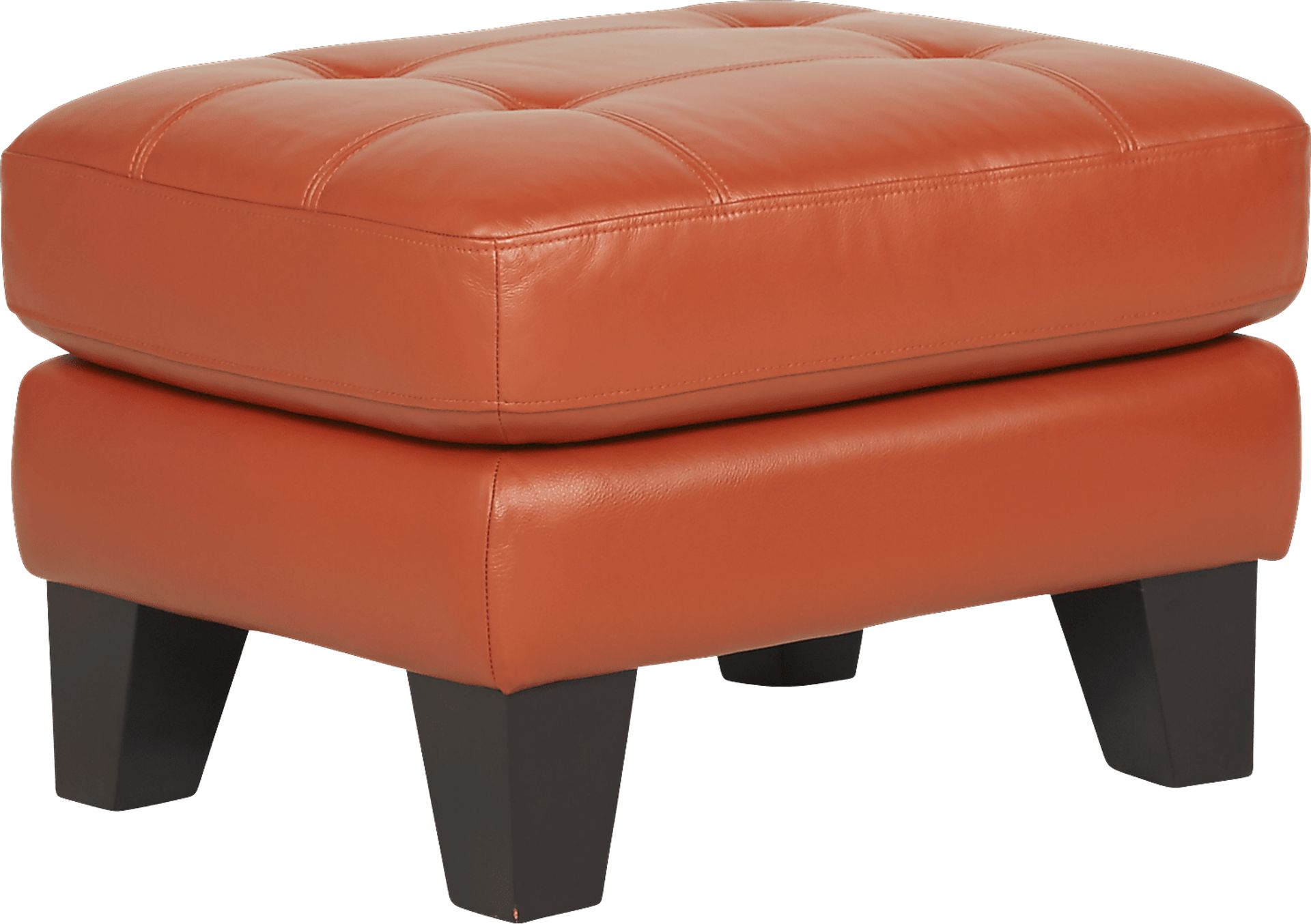 Livorno Papaya Leather Ottoman - Image 1