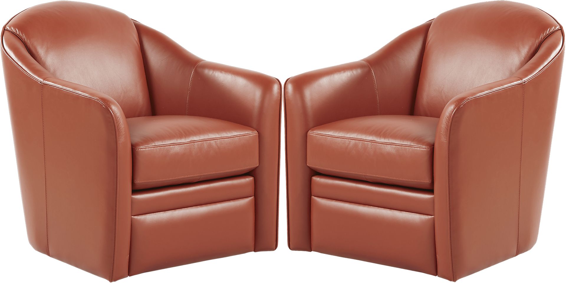 Livorno Papaya Leather Swivel Chairs (Set of 2) - Image 1