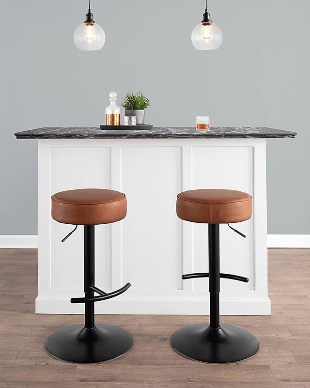 Lizlynn I Camel Adjustable Barstool, Set of 2 - Thumbnail - Image 2