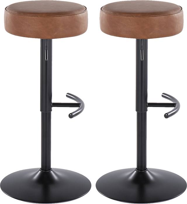 Lizlynn I Camel Adjustable Barstool, Set of 2 - Thumbnail - Image 1